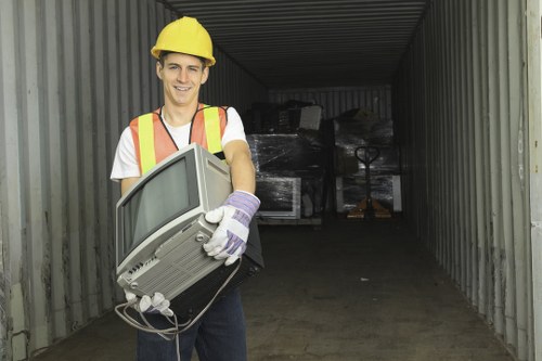 Commercial office space undergoing furniture clearance